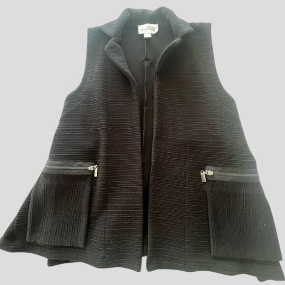 Joseph Ribkoff Black Textured Open Vest Cardigan - Picture 3 of 12